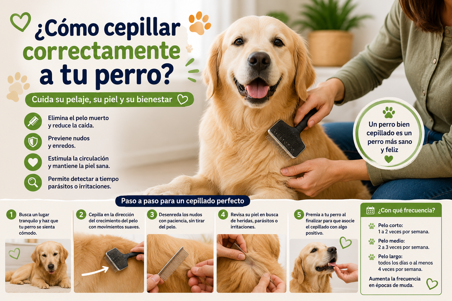 ¿Cómo cepillar correctamente a tu perro? Guía completa para mantener un pelaje sano y brillante